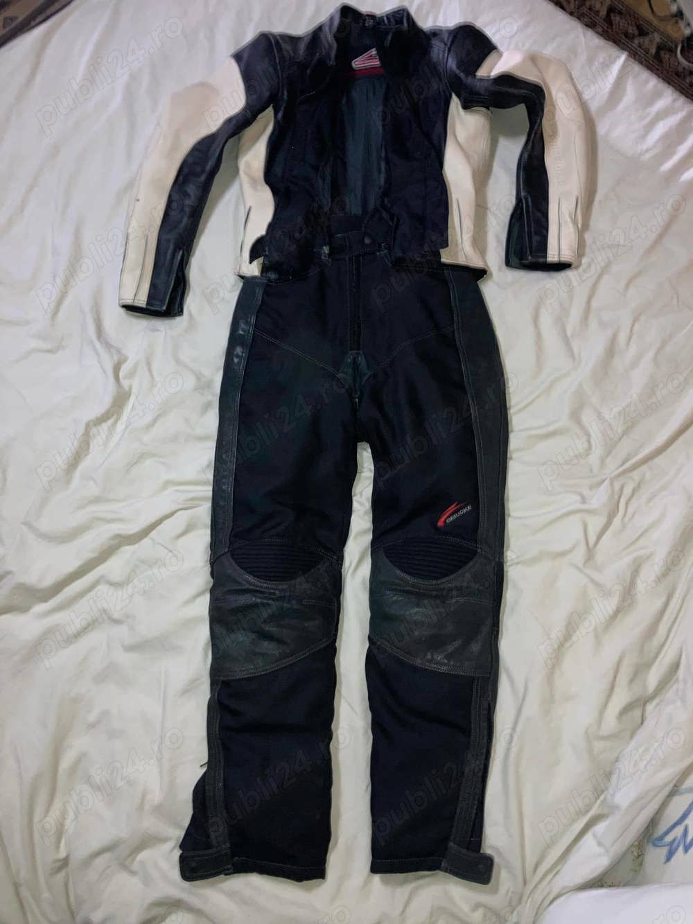  Costumație moto piele textil, HEIN GERICKE, 38 S,pantaloni 36 m damă mici urme de uzura