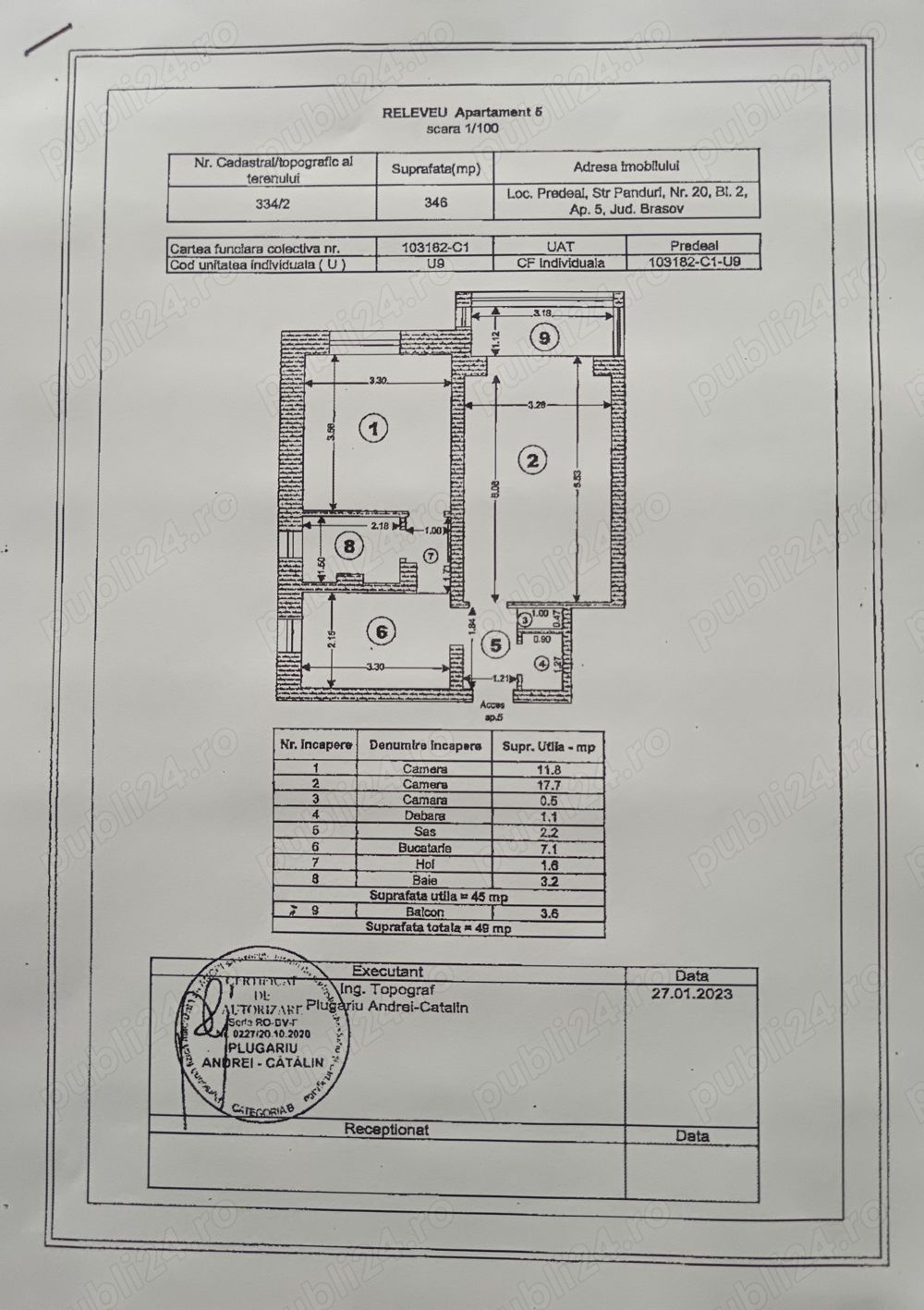 Vând apartamet 2 camere în Predeal, centru