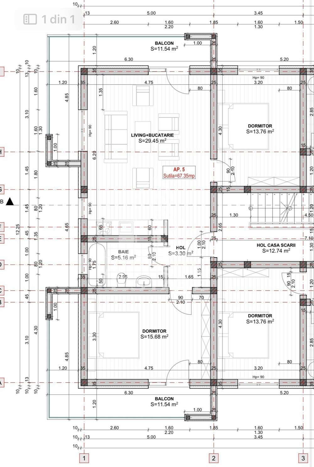 Apartament cu 3 camere, semidecomandat, etaj 1, zona Lidl din Giroc