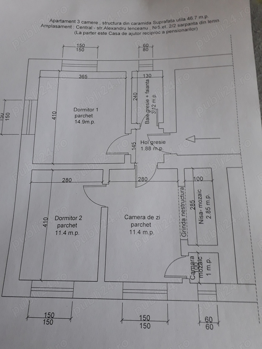 Vand schimb - apartament cental 47 m.p.