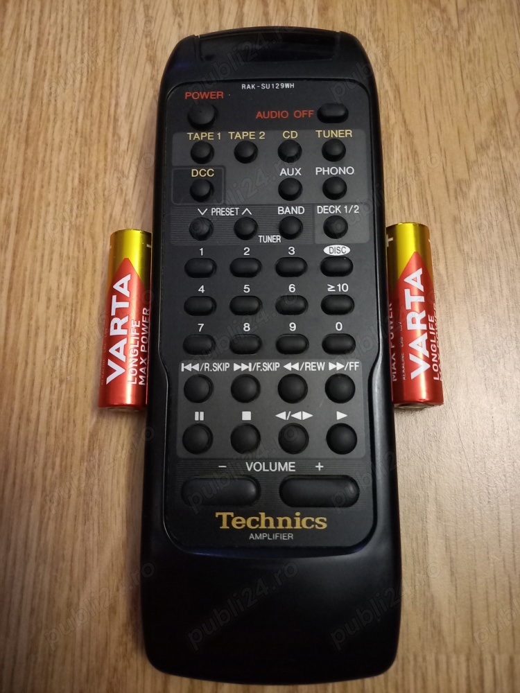 TECHNICS RAK-SU 129 WH,Telecomandă 6 piese,Japan originală,perfect functionala,film functionare 