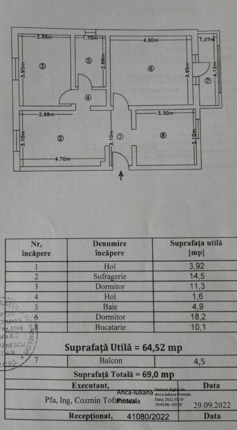 Vând apartament 3 camere + garaj în municipiul Rădăuți cartier Obor