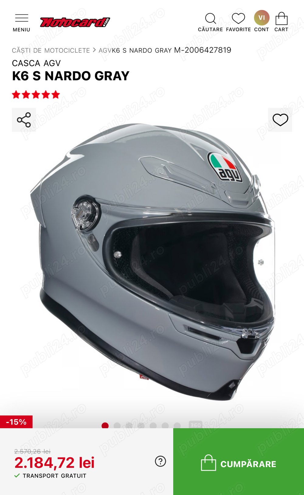 Casca AGV K6 Nardo Grey