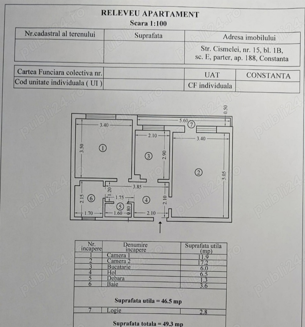 Apartament 2 camere Zona Tic Tac Parter