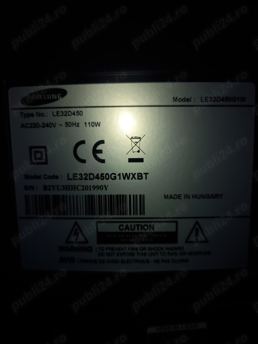 Televizor LG le32d450g1wxtb pentru piese