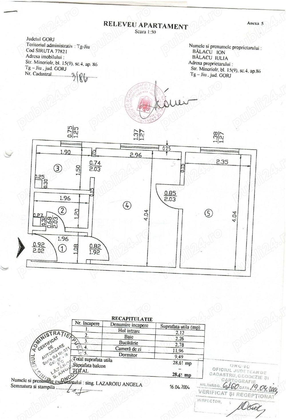 Vând apartament 2 camere .Targu Jiu, Str. 9 mai, Etaj 1