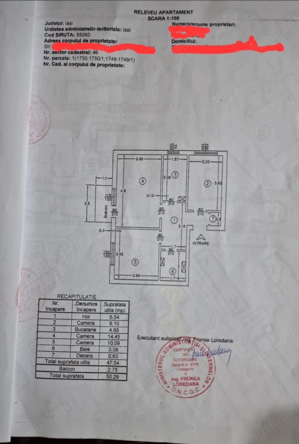 Vanzare apartament 3 camere decomandate