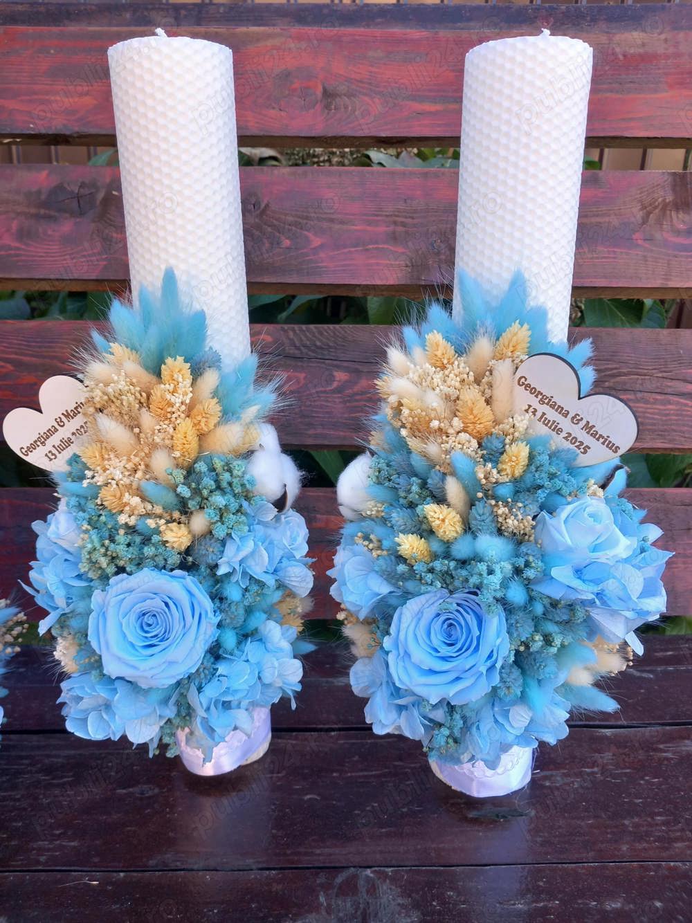 Lumanari nunta cu flori uscate și criogenate