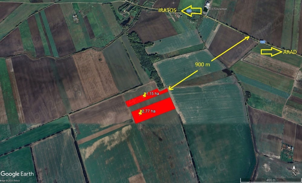 1,15 ha + 2,77 ha teren arabil Arad iesirea spre Iratos