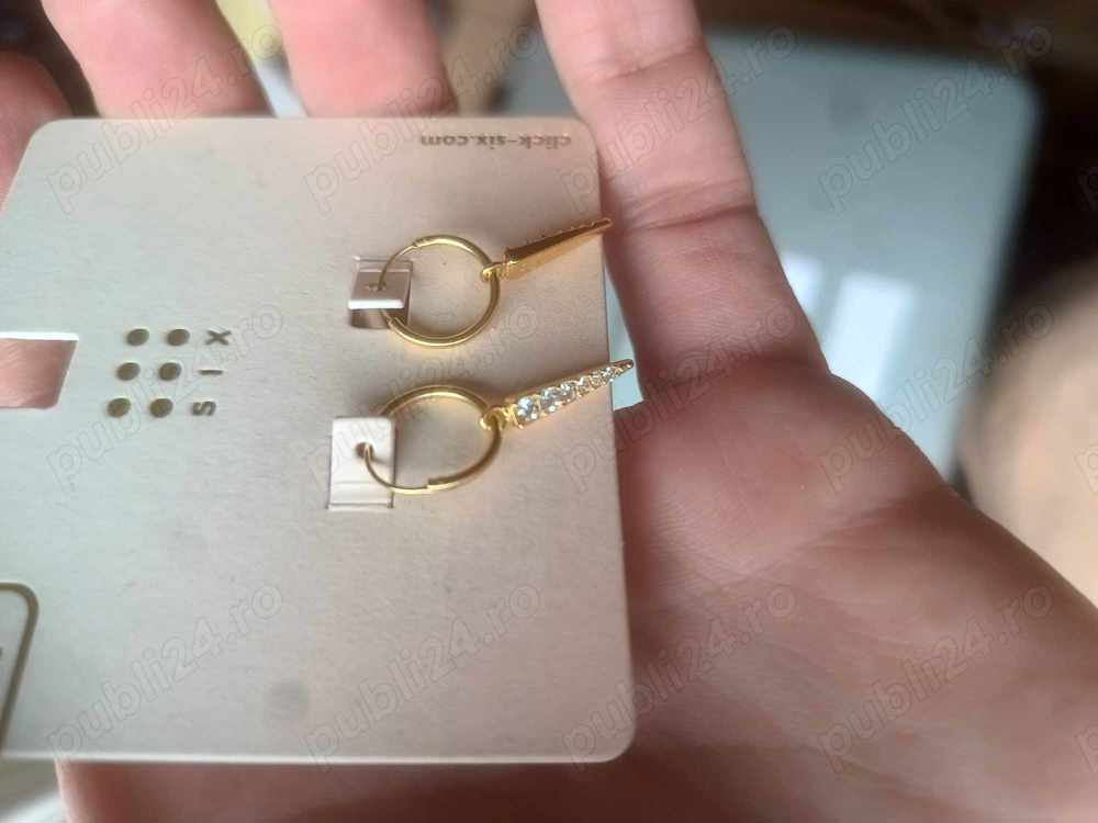 Cercei 14K Gold Plated 925 Sterling Silver Post Six Drop Huggie Earrings for Women