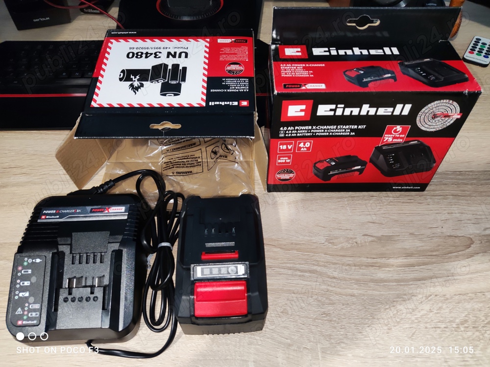 Încărcător și acumulator Einhell PXC 18 V 4 Ah 