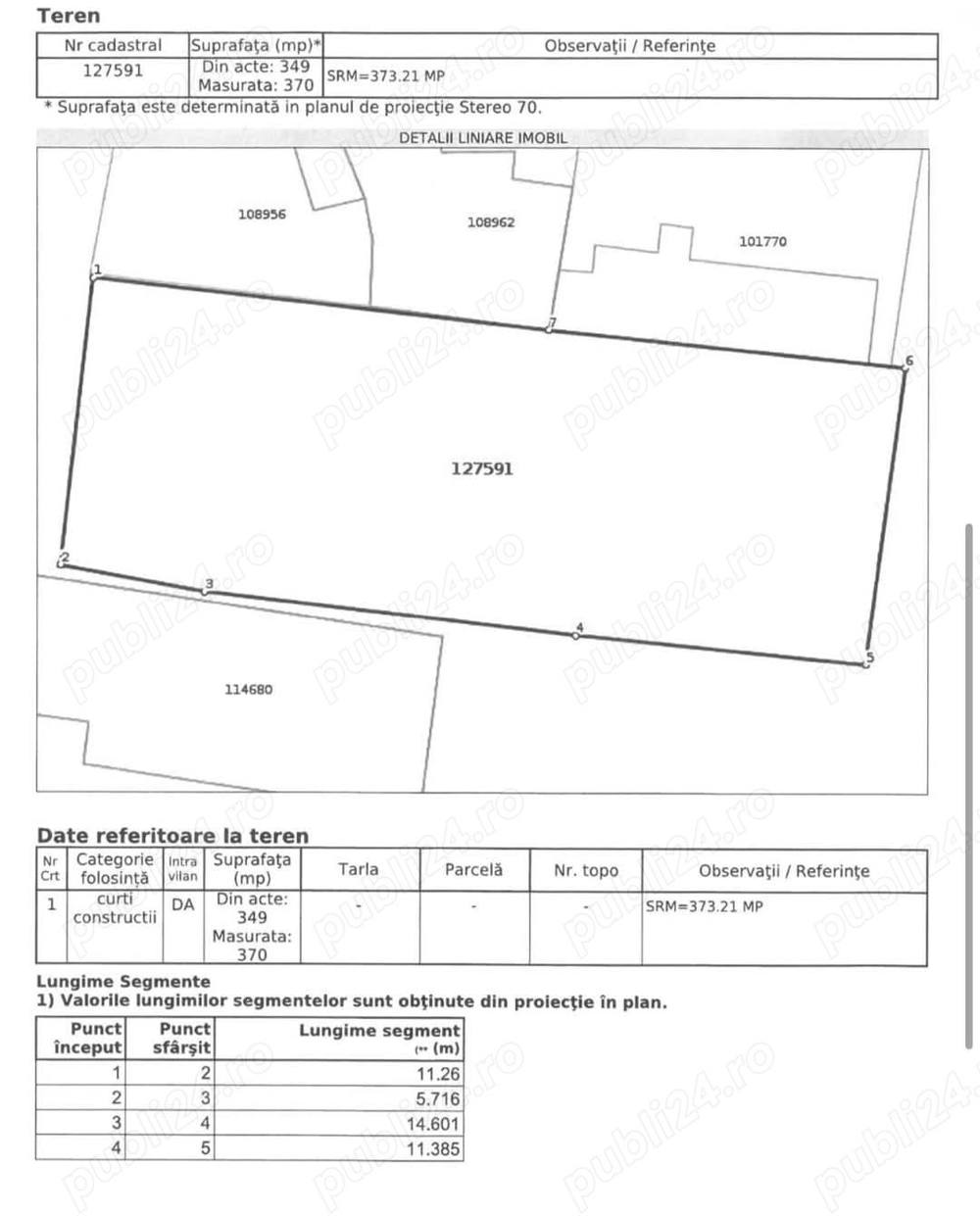 teren zona centrală liber constr.380mp 88000euro