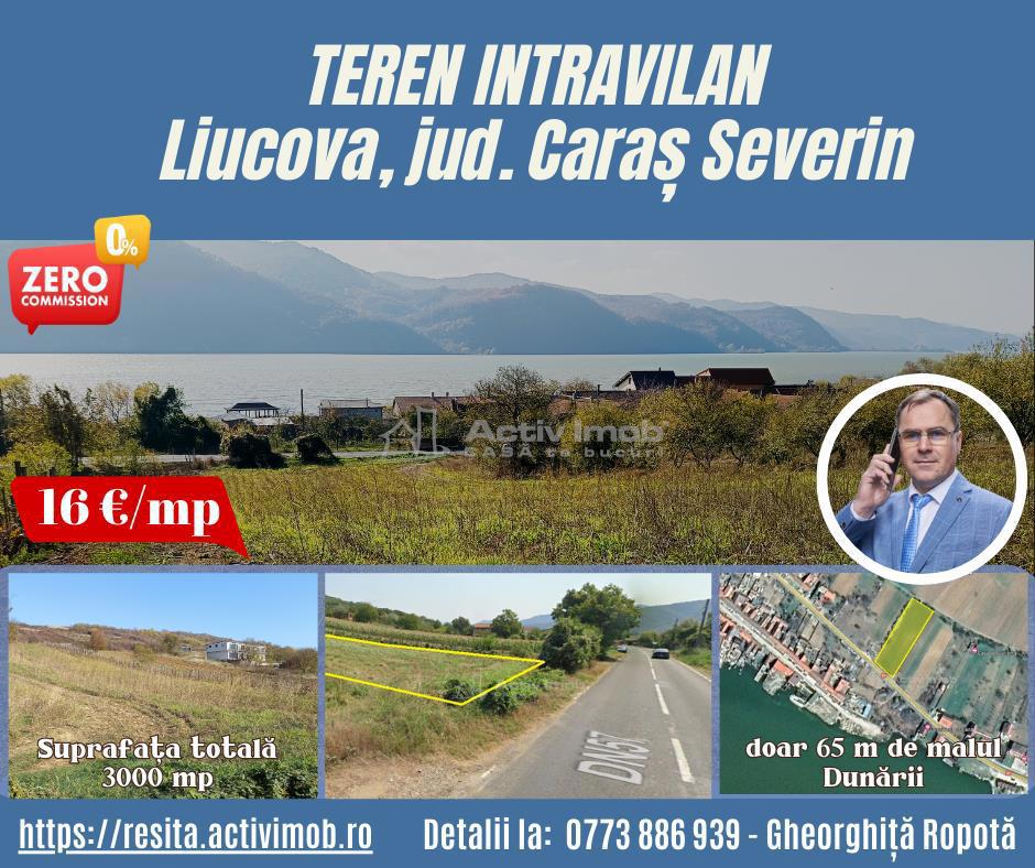 Teren Intravilan langa Dunare!  Disponibil la 16 Euro mp