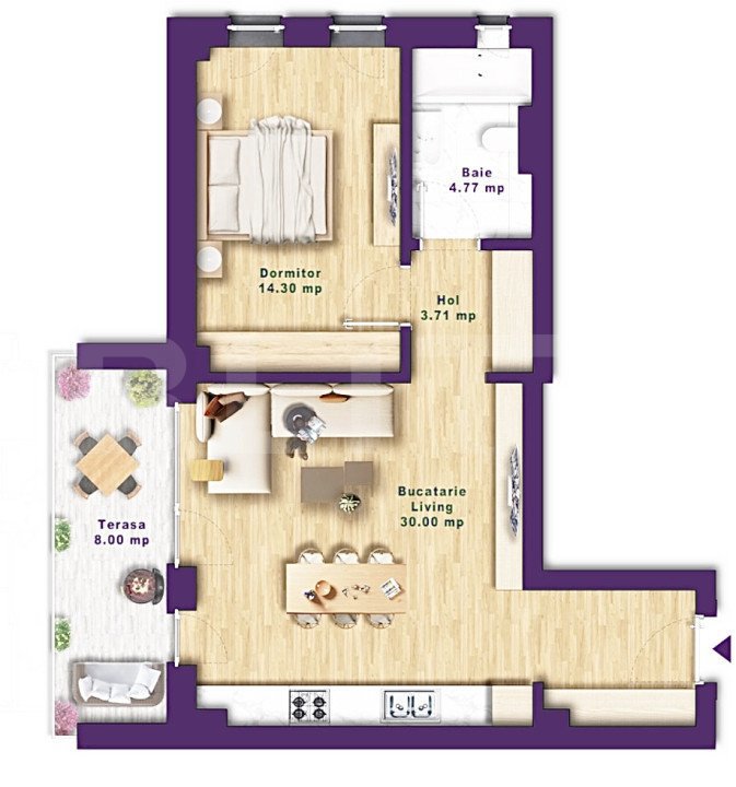 Apartament cu 2 camere, 51.78 mp, zona Torontalului