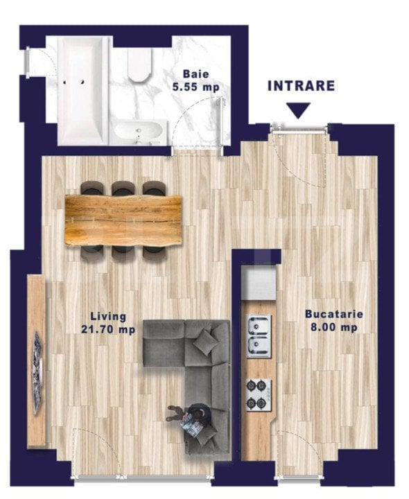 Apartament tip studio, 35.25 mp, zona Torontalului