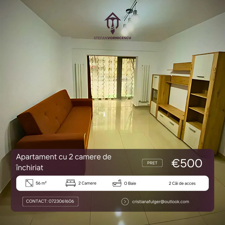 Se închiriază: apartament cu 2 camere | Alexandru cel Bun