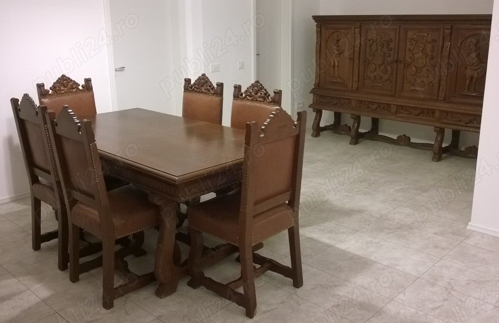 Set mobilier living facut din lemn masiv