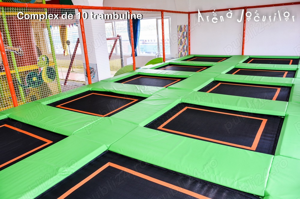 Vand echipamente loc de joaca: modular 3 etaje, 10 trambuline, Ninja Kids
