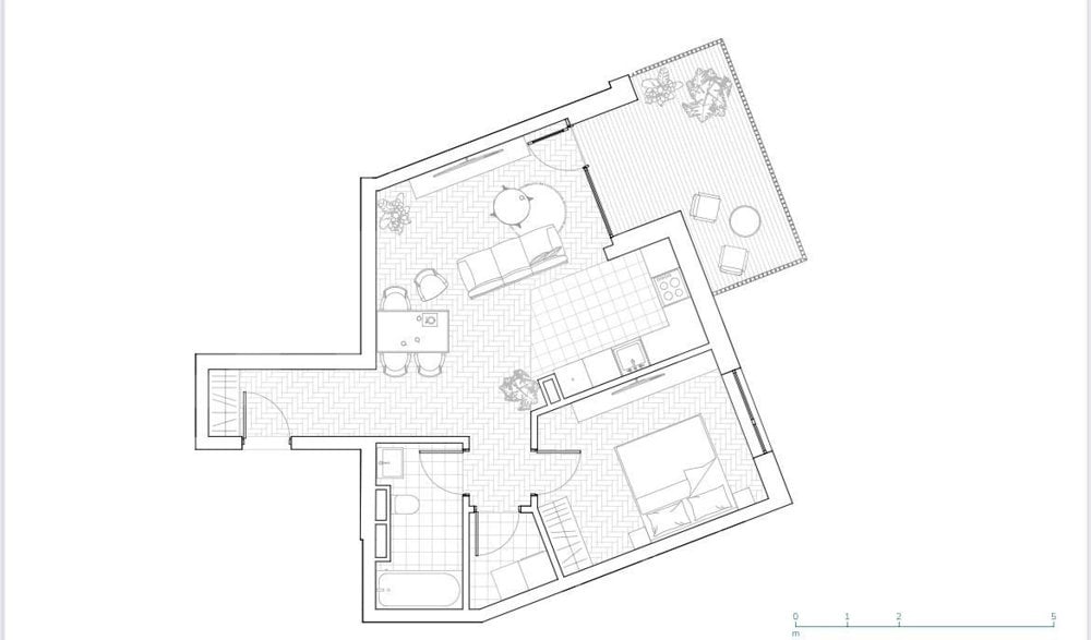 Apartament cu 2 camere 52,65 mp+terasa 10,90 mp, etajul 1