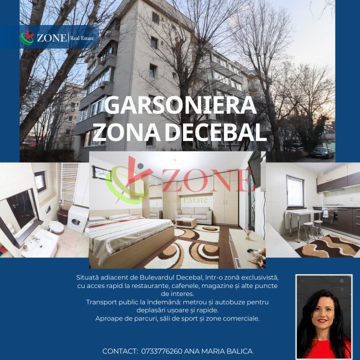 Garsonieră de închiriat pe Bvd. Decebal – confort si locatie premium!