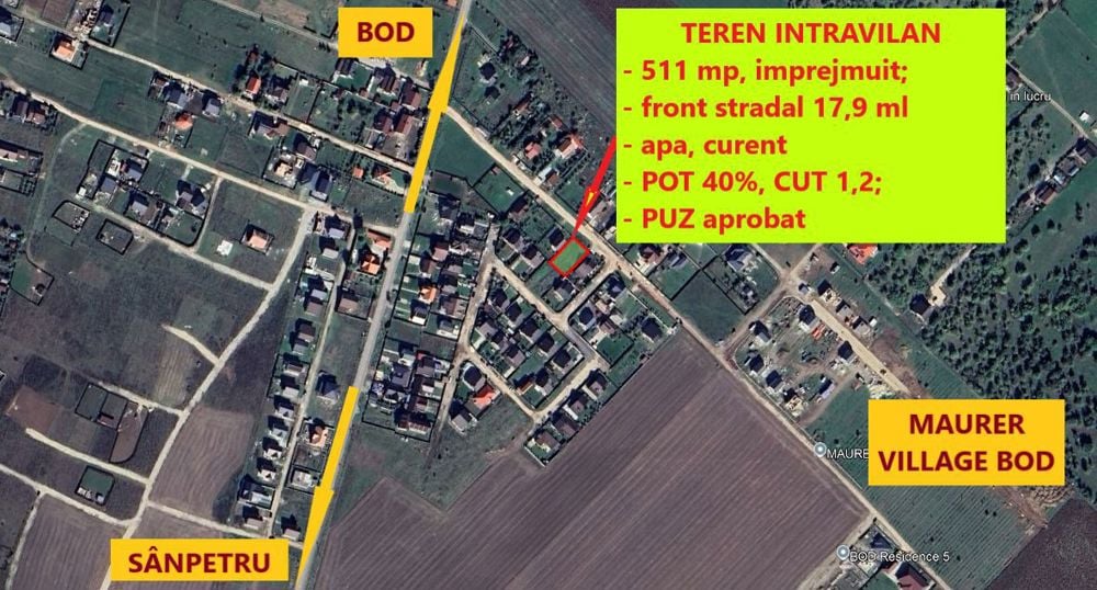 De Vanzare TEREN Intravilan, 511 mp, in BOD