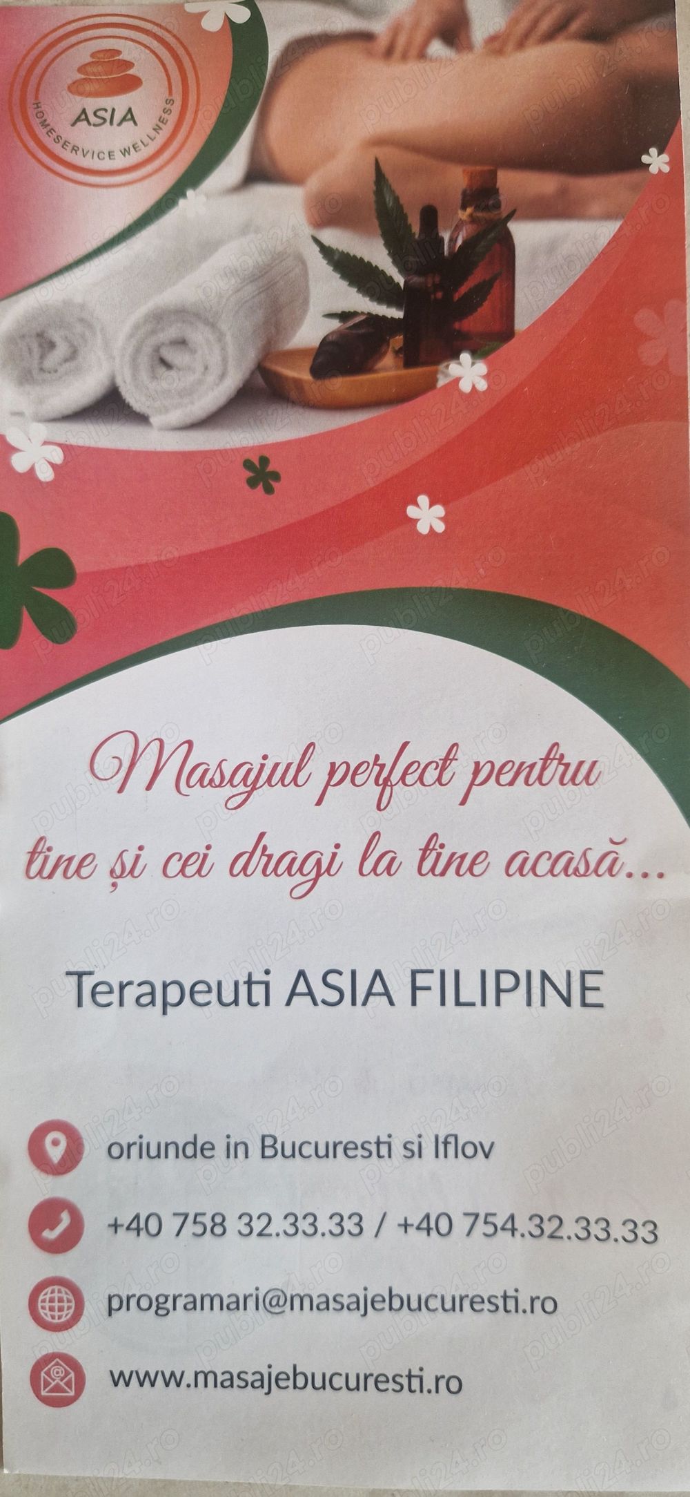 -Masaj  la domiciliu-Terapeute Asia-
