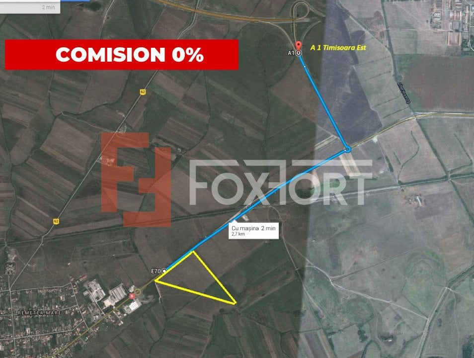 Teren de vanzare la 2,7 km de autostrada, front de 163 ml COMISION 0% - ID V4745