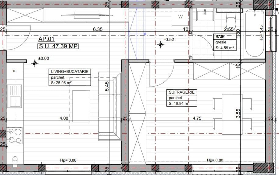 Apartament de vanzare, cu 2 camere, 47,39 mp, parter, imobil nou, Calea Urseni