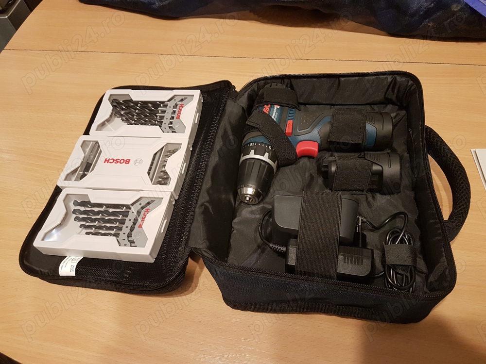 BOSCH Professional GSR 12V-15 Masina de gaurit si insurubat, 2 baterii