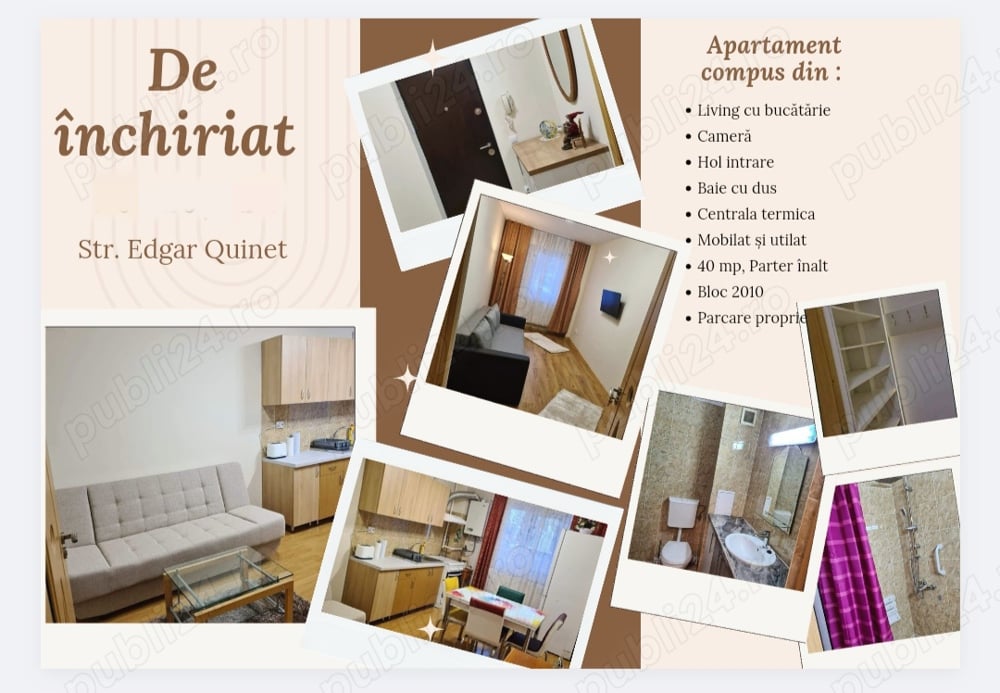 Închiriere Apartament 2 camere, str Edgar Quinet, cu parcare