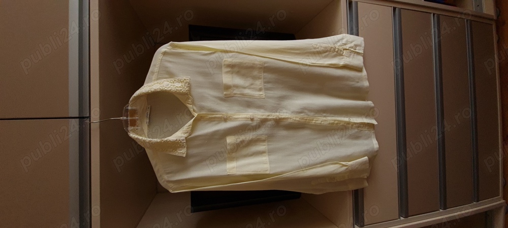camasa din bumbac ,culoare galben,Colin's,XLguler cu broderie