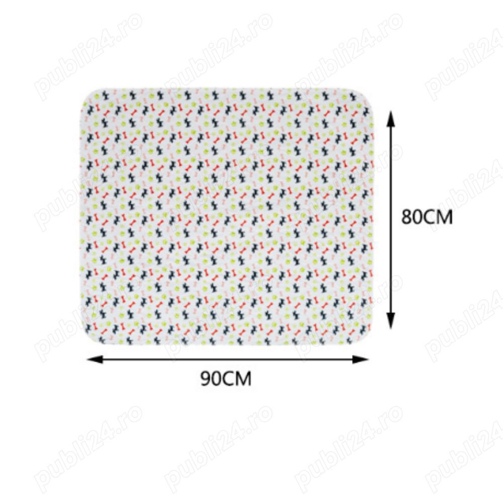 Pled absorbant impermeabil, aleza lavabila, tampa reutilizabila pentru animale de companie 80x90 cm
