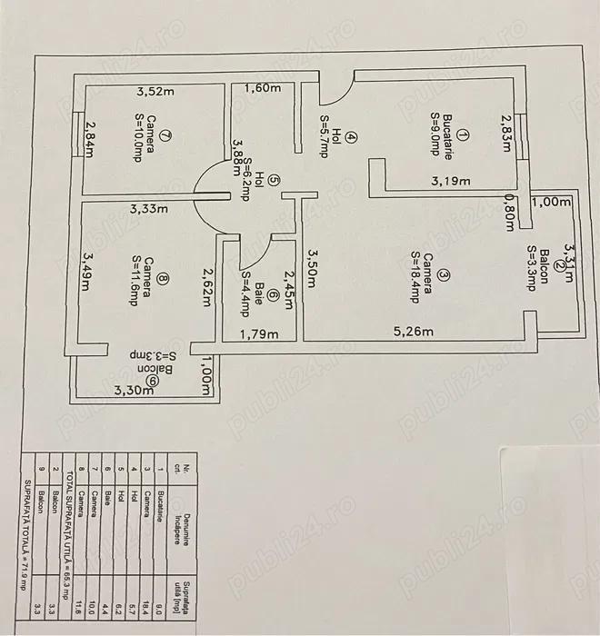 Apartament cu 3 camere în Girocului decomandat renovat complet mobilat si utilat integral centrala