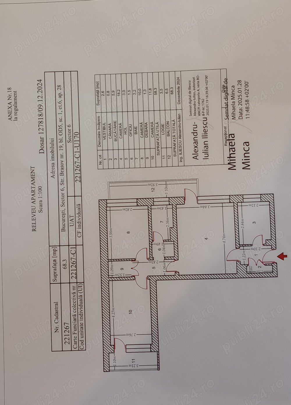 De vânzare apartament cu 3 camere