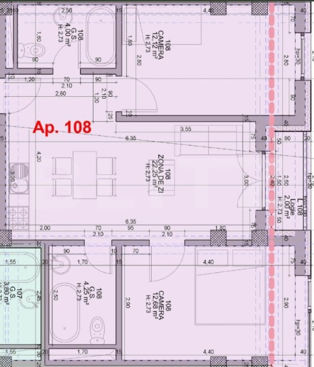 Apartament cu 3 camere, 55,28 mp, într-un bloc nou, zona ultracentral