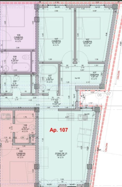 Apartament cu 3 camere, 71,98 mp, într-un bloc nou, zona ultracentral