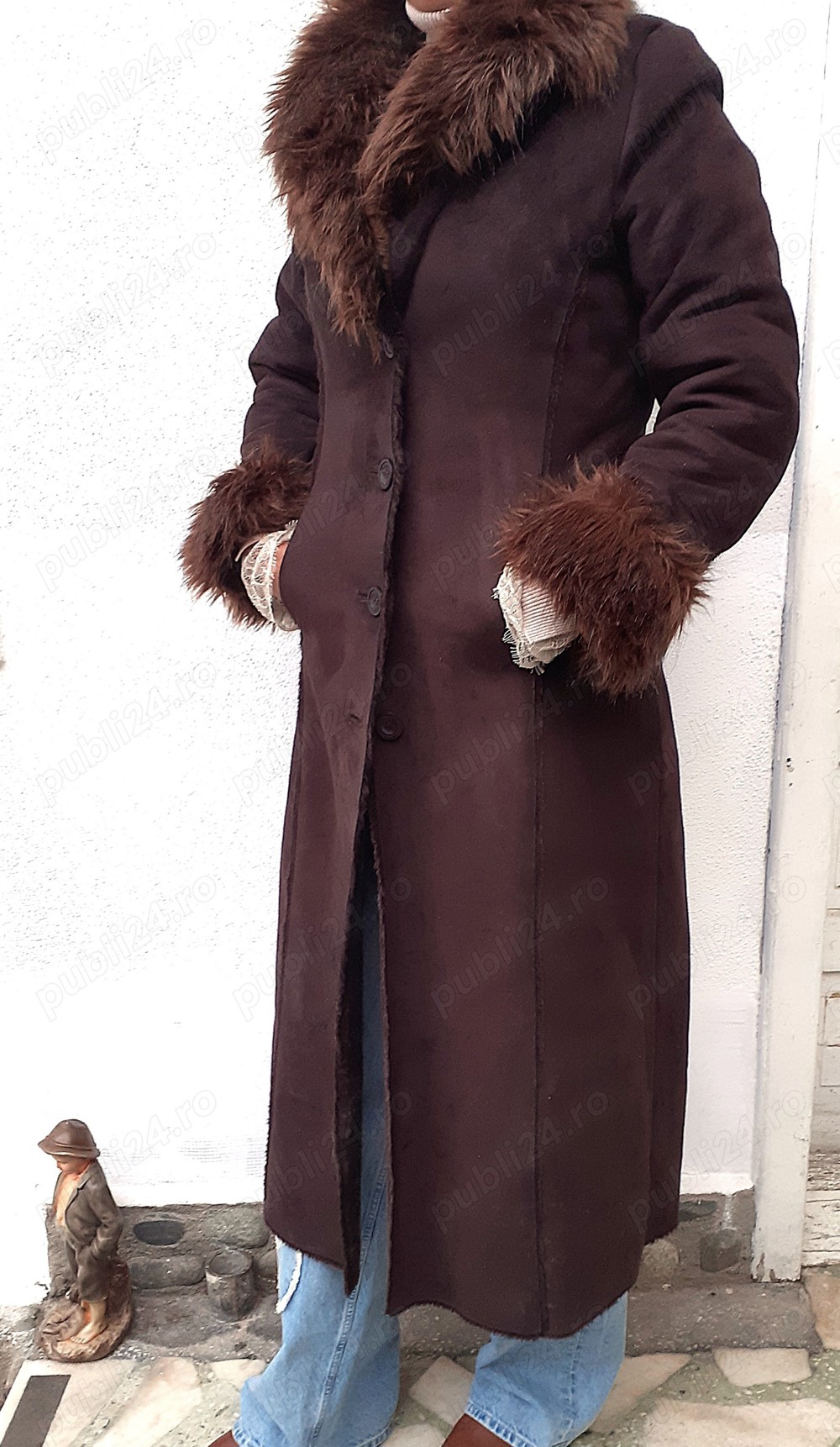 Cojoc blăniță sintetică femei M palton haină blană damă