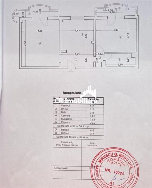 Apartament de vanzare Uniri 2 camere cu Centrala Proprie