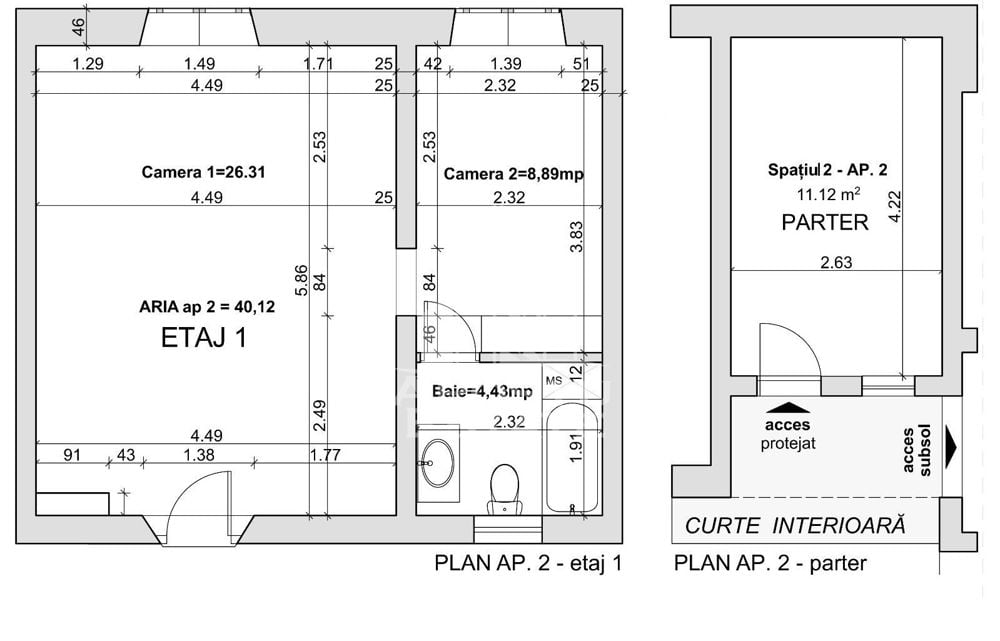 Apartament cu 1 camera si birou separat in Piata Unirii