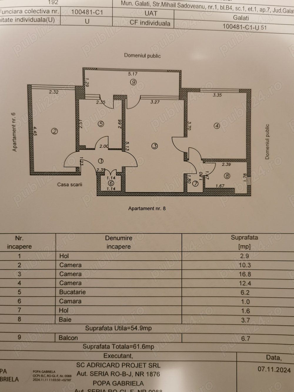 Apartament 3 camere,semidecomandat et 1, Tiglina 3, Galati