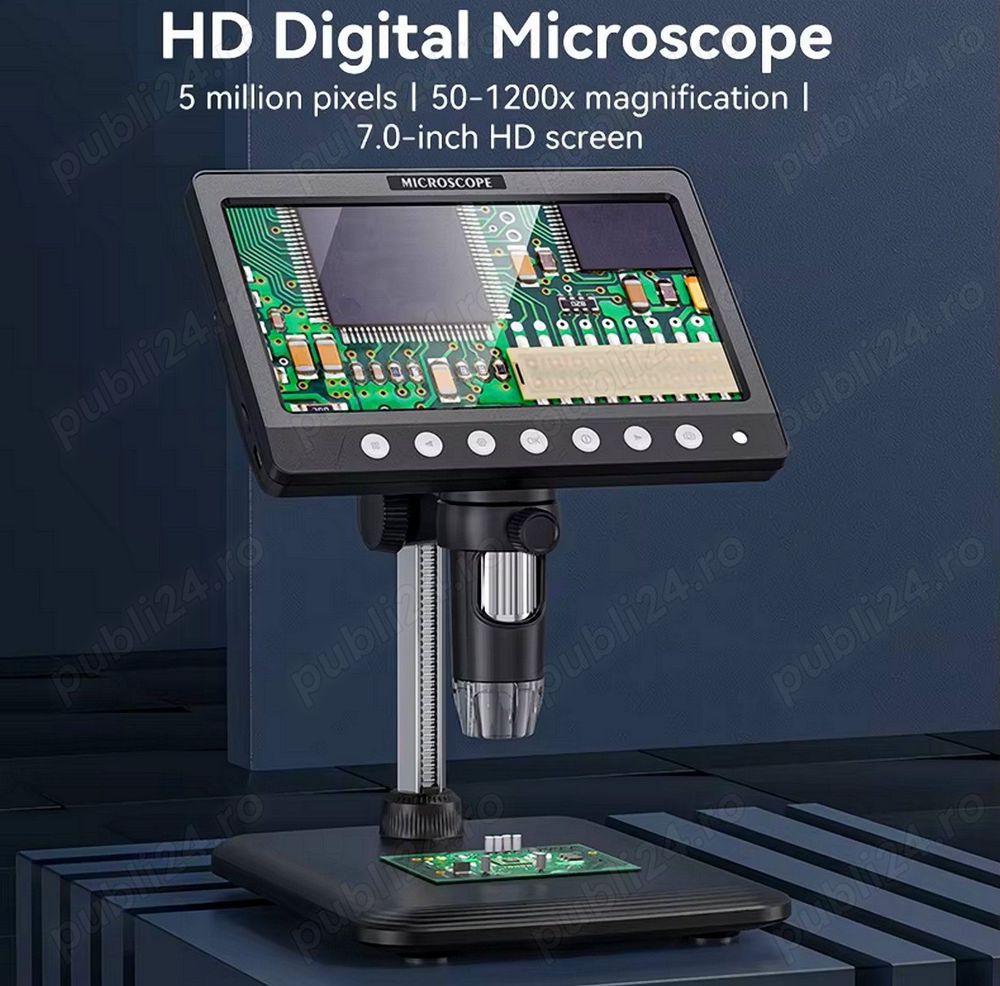 Microscop digital cu display 7 inci si 2 lumini flexibile