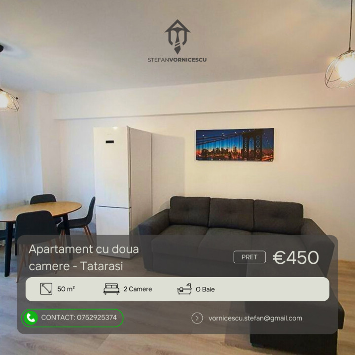  Apartament 2 camere de închiriat – Tătărași, Han Tătar