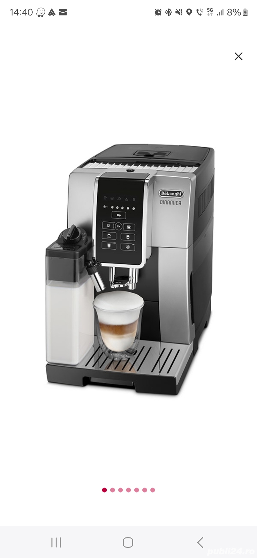 Espressor automat DELONGHI Dinamica ECAM 350.50.SB, 1.8l, 1450W, 15 bar, argintiu