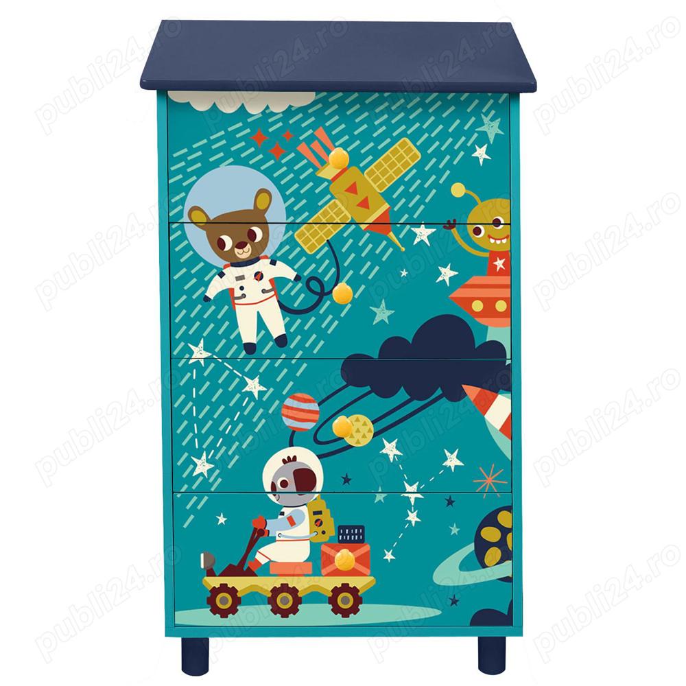 Vand Comoda copii, 70x43x30 cm, 4 sertare, Explorator Univers, NOU, 249 Lei 