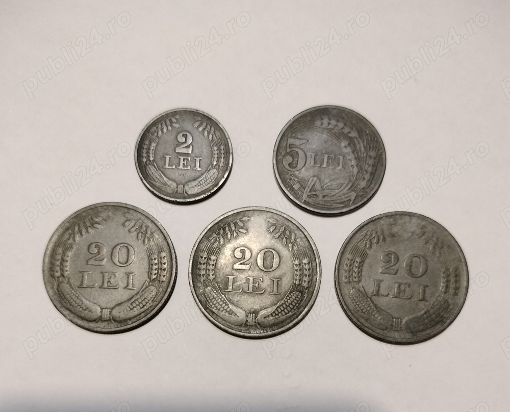 Monede 2 lei 1941; 5 lei 1942; 20 lei 1942, 1943, 1944 Mihai l 