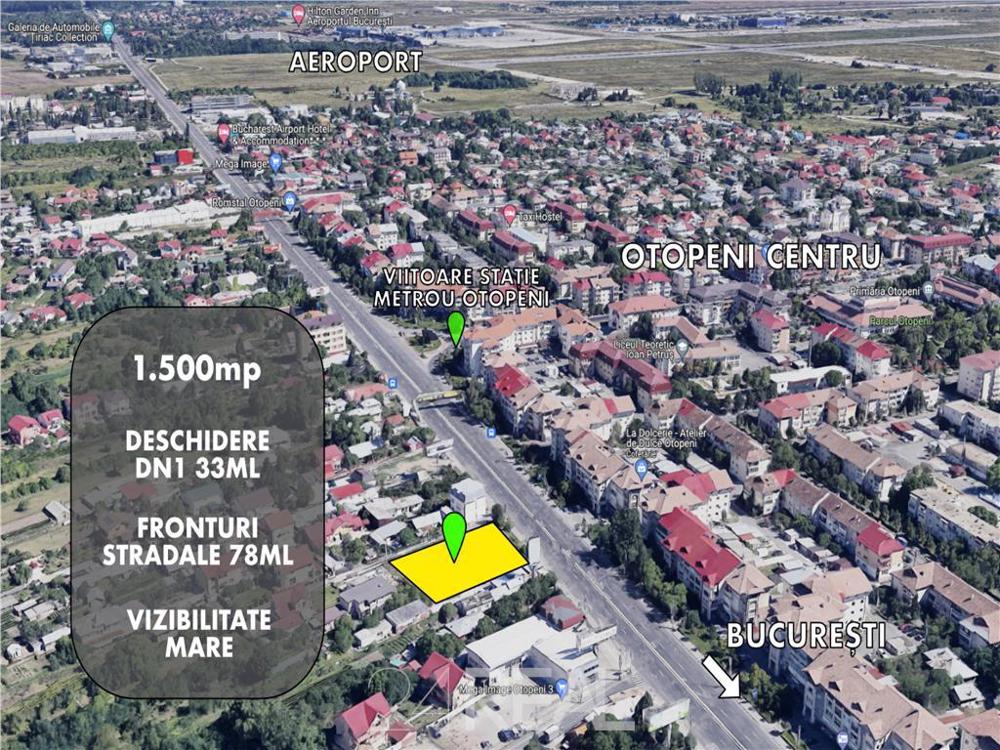 Vanzare Teren Stradal DN1 - central Otopeni  - 1500 mp