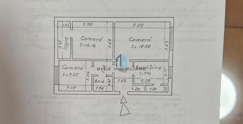 Apartament cu 3 camere, decomandat, 65 mp, bloc 1979