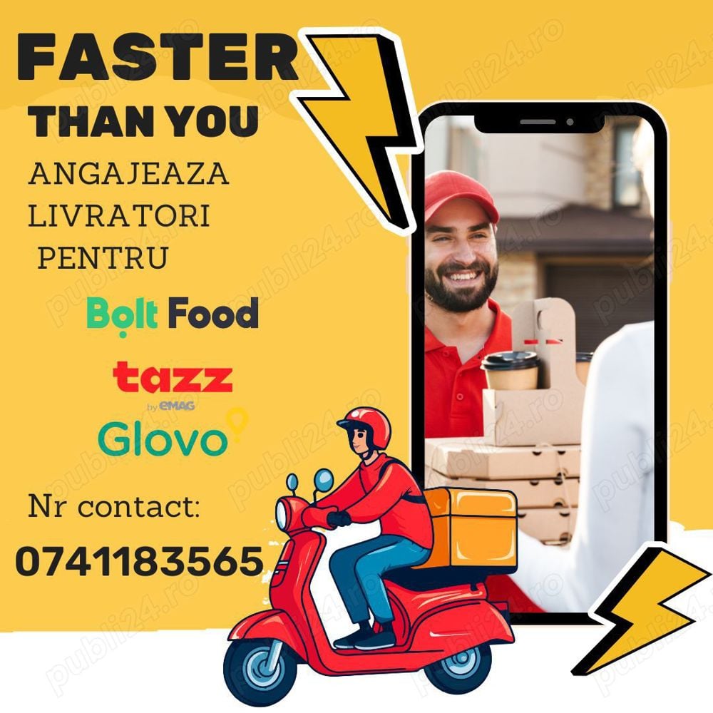 Livrator Tazz by eMag  Glovo  Bolt Food - Angajare Colaborare 