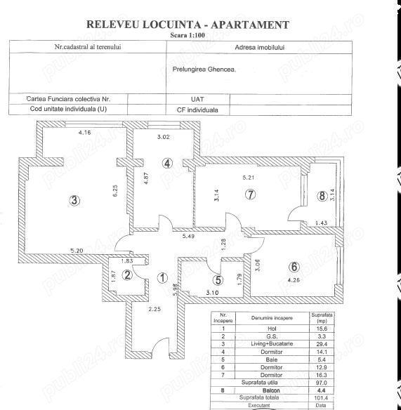 Apartament 4 camere, 97 mp utili