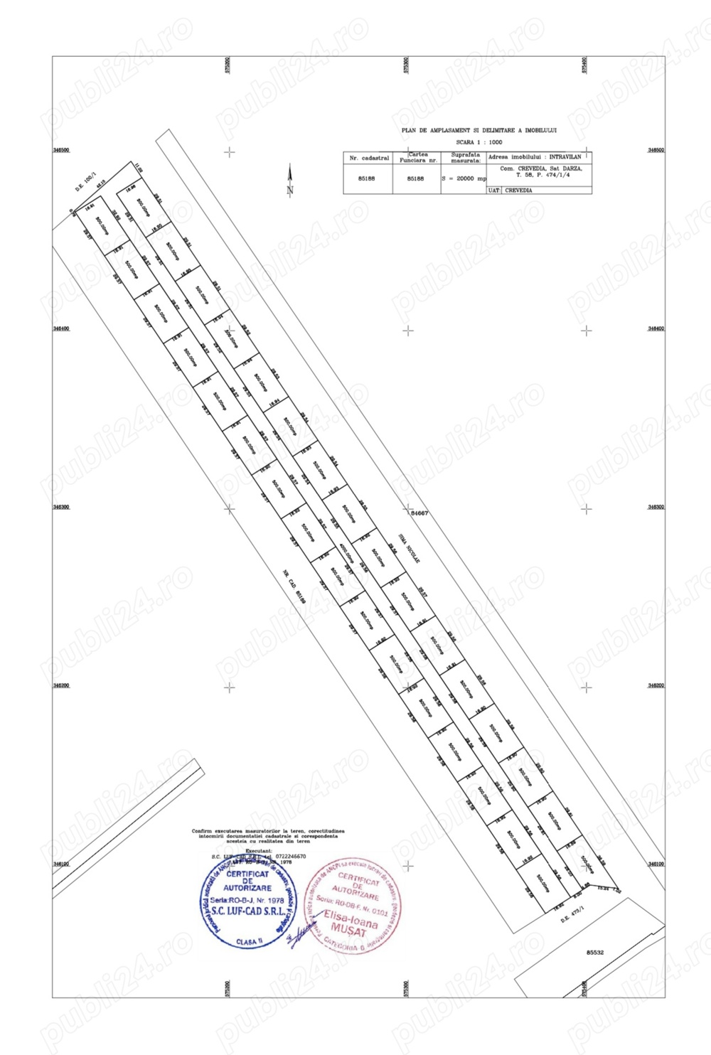  Teren intravilan 20.000 mp-loturi disponibile începând de la 500 mp